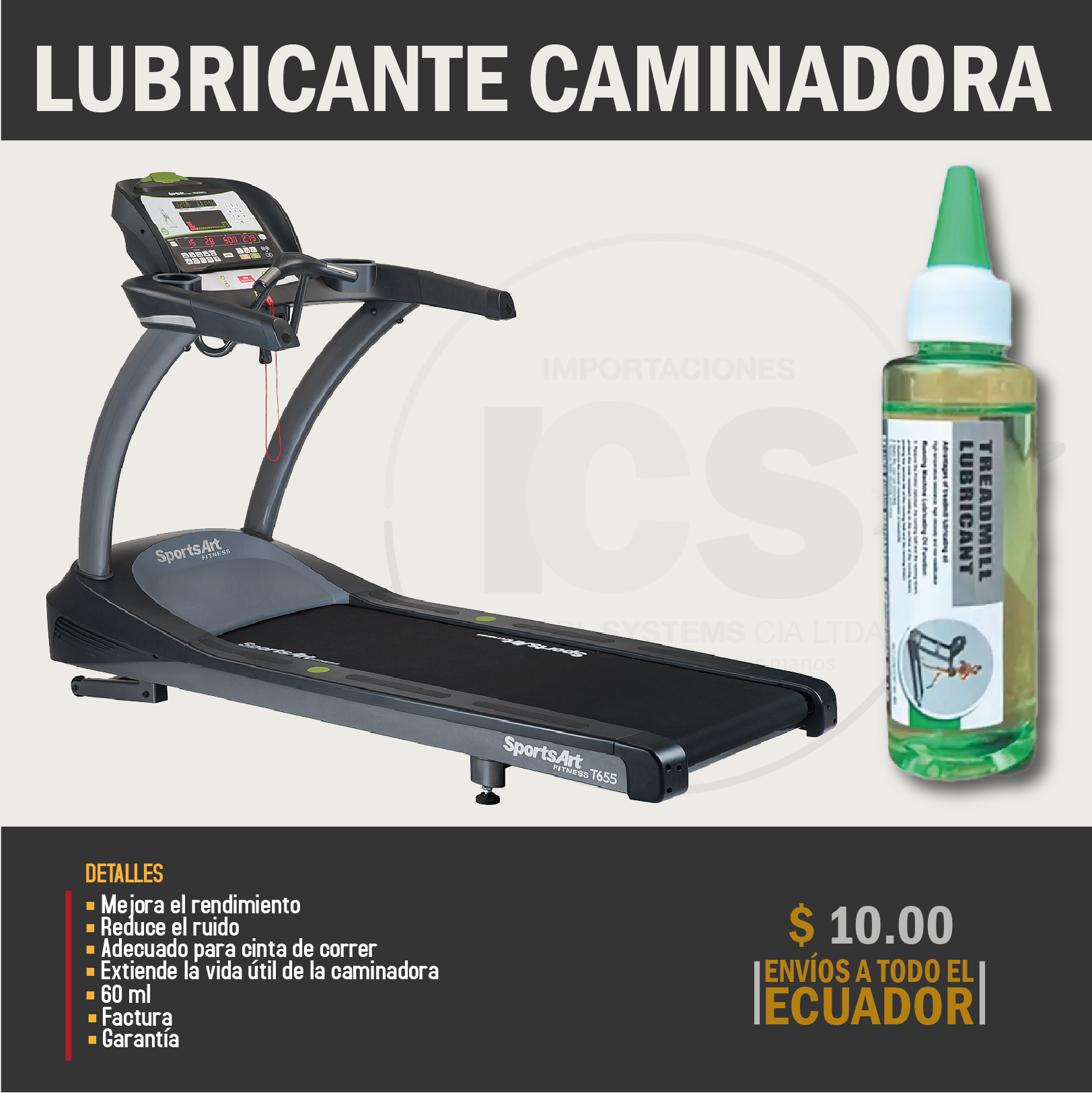LUBRICANTE PARA CINTA DE CORRER CAMINADORA 60ML